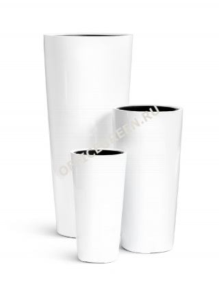 Кашпо TREEZ Effectory - серия Gloss высокий конус - белый глянцевый лак