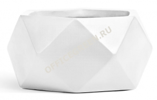 Кашпо TREEZ ERGO - серия Rombo - Низкая чаша-многогранник - Белый камень