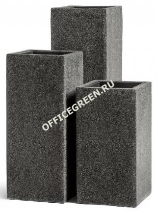 Кашпо TREEZ Effectory Stone Высокий куб Тёмно-серый камень
