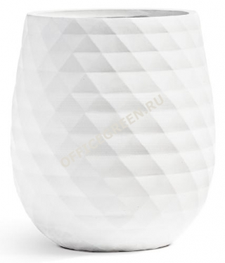 Кашпо TREEZ ERGO - серия Diamond - Округлая чаша - Белый камень