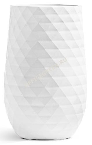 Кашпо TREEZ ERGO - серия Diamond - Высокая округлая чаша - Белый камень