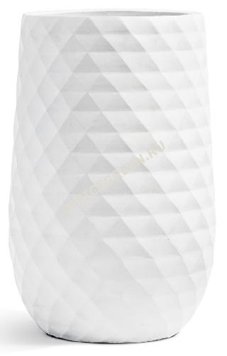 Кашпо TREEZ ERGO - серия Diamond - Высокая округлая чаша - Белый камень