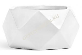 Кашпо TREEZ ERGO - серия Rombo - Низкая чаша-многогранник - Белый камень