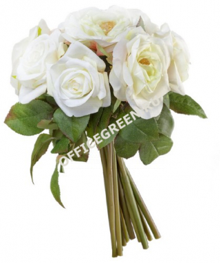 Розы (связка) бело-зелёные с роз.рубашкой