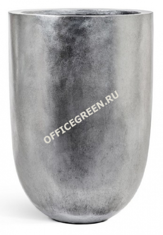 Кашпо TREEZ Effectory - серия Metall высокий конус-чаша - Серебро
