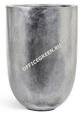 Кашпо TREEZ Effectory - серия Metall высокий конус-чаша - Серебро